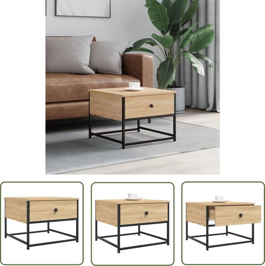 The Living Store Salontafel Sonoma eiken 51 x 51 x 40 cm Stevig materiaal Salontafel Eikenhouten Salontafel Salontafeltje Houten Salontafel Tv Tafeltje
