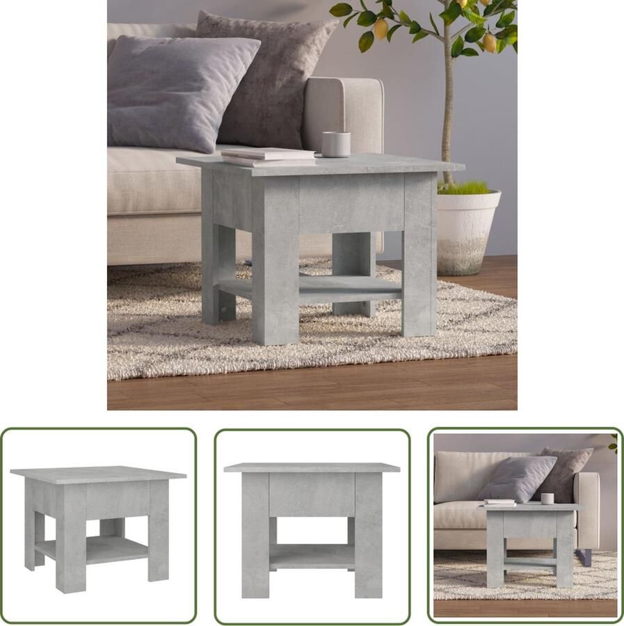 The Living Store Salontafel Trendy Betongrijs 55 x 55 x 42 cm Spaanplaat Salontafel Salontafeltje Bijzettafel Houten Salontafel Beton Grijze Salontafel - Foto 2