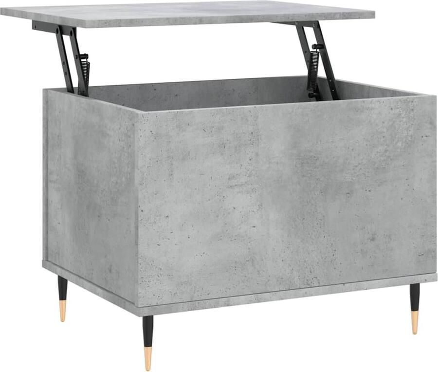 The Living Store Salontafel Betongrijs Lift-top ontwerp Duurzaam bewerkt hout en metaal Voldoende opbergruimte Moderne metalen poten Veelzijdig 60 x 44.5 x 45 cm (L x B x H) Montage vereist