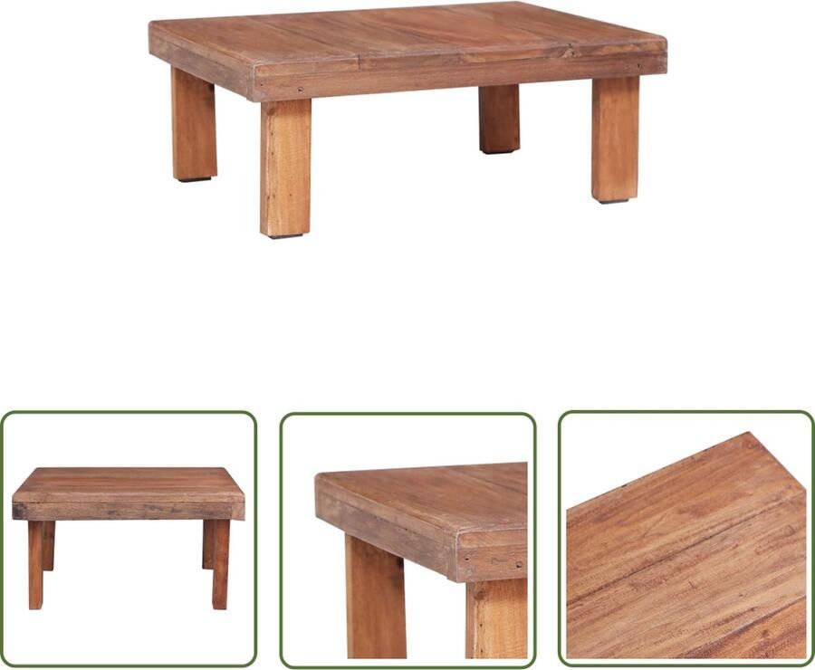 The Living Store Salontafel Teruggewonnen Hout 60 x 45 x 23 cm Handgemaakt Salontafel Houten Salontafel Retro Salontafel Handmade Meubilair Vintage Salontafel
