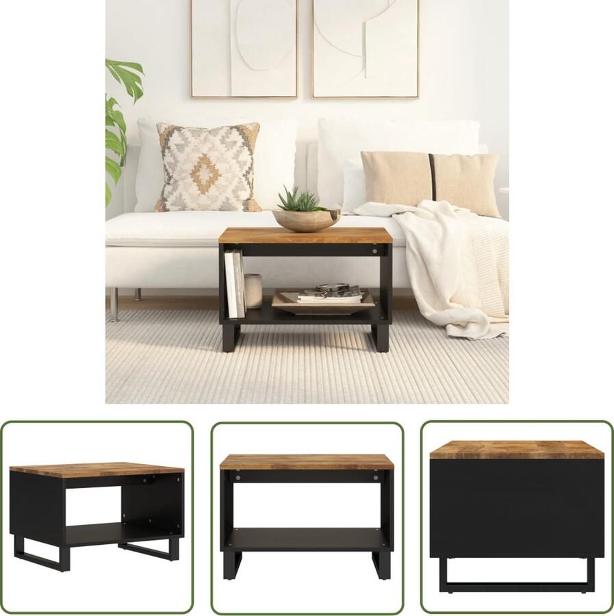 The Living Store Bijzettafel Massief mangohout 60 x 50 x 40 cm Honingbruine afwerking Bijzettafel Salontafel Mangohouten Meubilair Houten Tafellaar Industriele Design