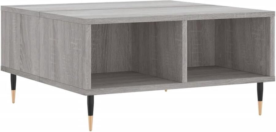 The Living Store Salontafel 60x60x30 cm bewerkt hout grijs sonoma eikenkleurig Salontafel Bijzettafel Houten Salontafel Grijze Salontafel Design Salontafel