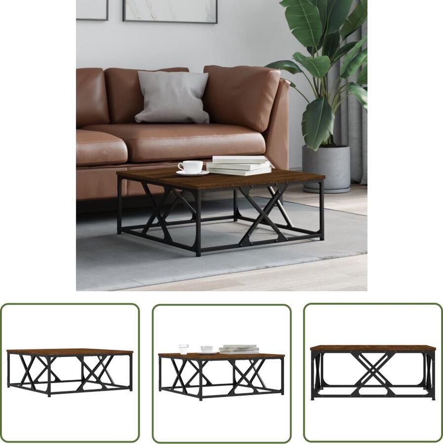 The Living Store Salontafel Serena Salontafels 70 x 70 x 30 cm Bruineiken Salontafel Bruine Eiken Meubilair Houten Salontafel Moderne Salontafel Vierkante Salontafel