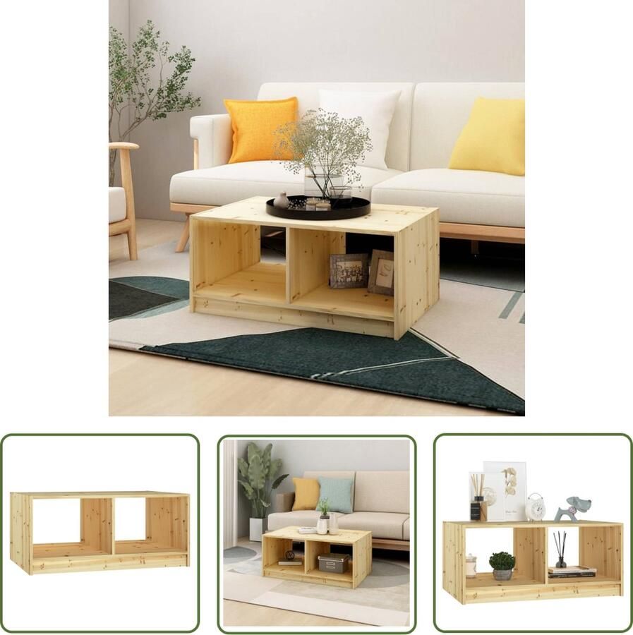 The Living Store Houten Banktafel Massief vurenhout 75 x 50 x 33.5 cm Opbergschap Salontafel Houten Tafel Banktafel Tv Tafel Living Room Furniture - Foto 2