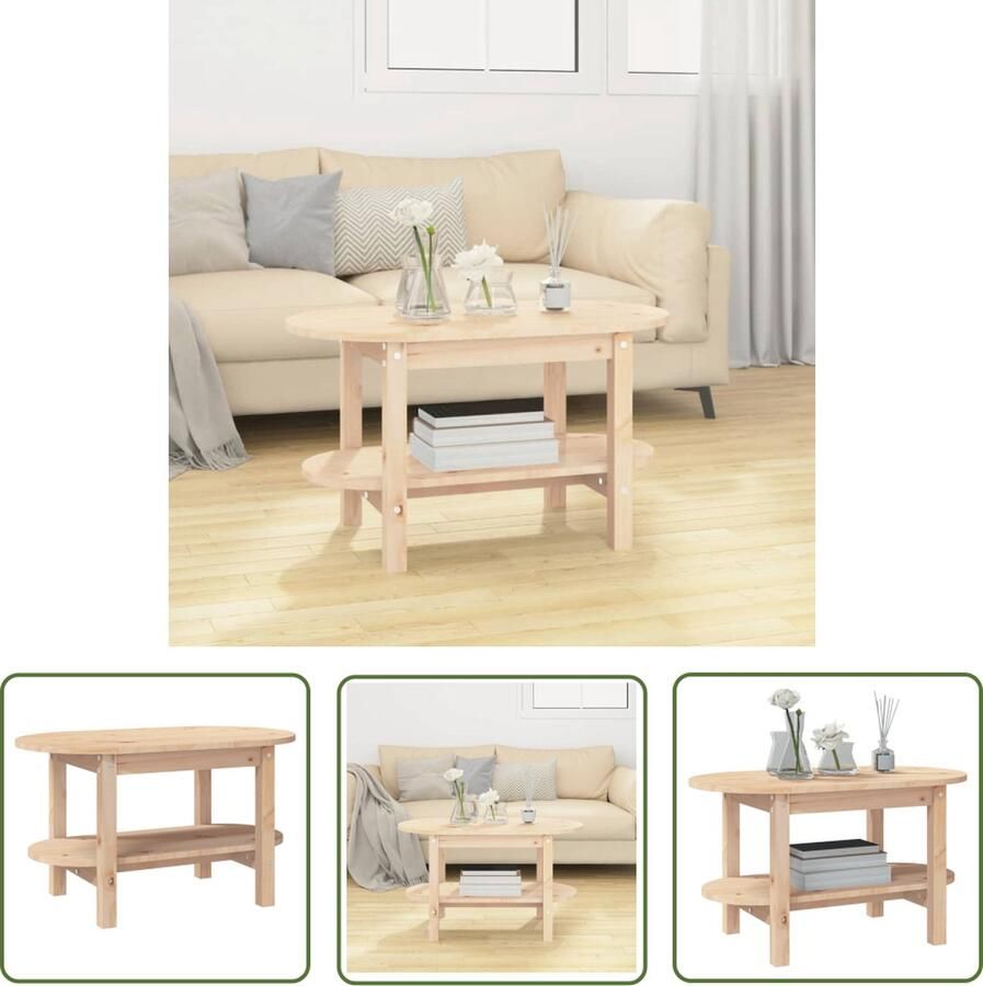 The Living Store Klassieke Houten Salontafel 80x45x45cm Massief Grenenhout Salontafel Houten Salontafel Klassieke Salontafel Grenenhouten Salontafel Vintage Salontafel - Foto 2