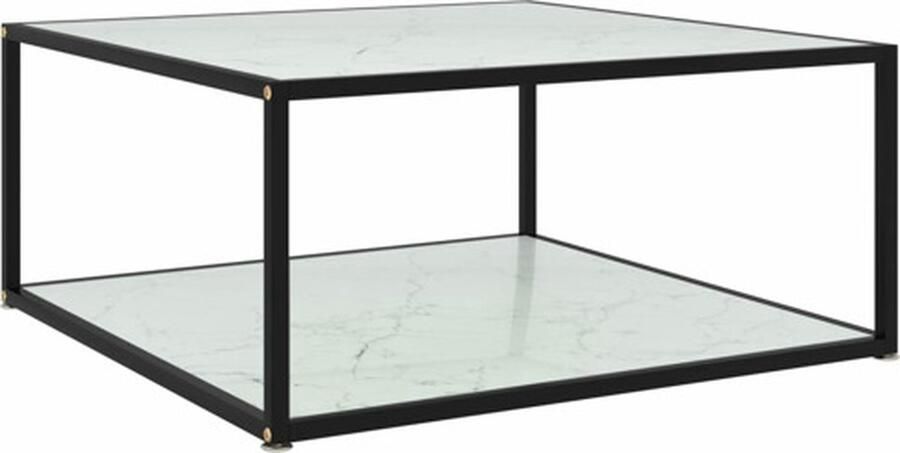 VidaXL Salontafel 80x80x35 cm gehard glas wit Banktafel Banktafels Bijzettafel Bijzettafels
