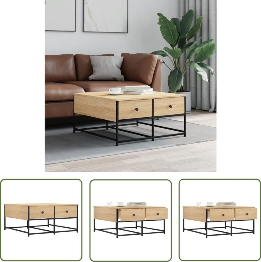 The Living Store Salontafel Sonoma Eiken Bewerkt Hout 80 x 80 x 40 cm Lades Salontafel Houten Salontafel Sonoma Eiken Bewerkt Hout Tv Tafellaar