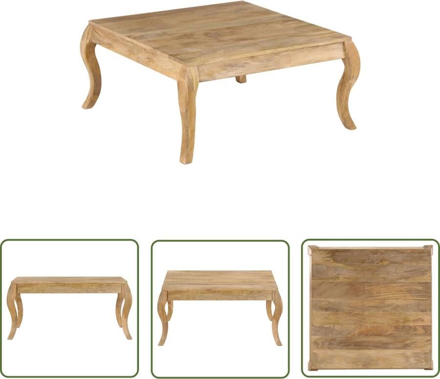 The Living Store Mangohouten Salontafel 80 x 80 x 40 cm Handgemaakt Vintage Salontafel Mangohout Vintage Retro Meubilair - Foto 2