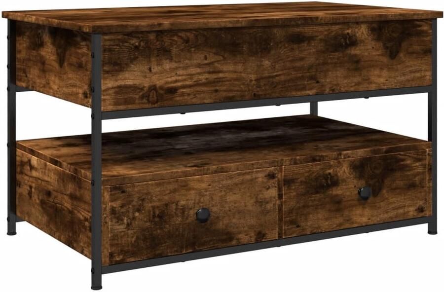 VidaXL Salontafel Salontafels Bijzettafel Banktafel Salontafel 85x50x50 cm bewerkt hout en metaal gerookt eiken