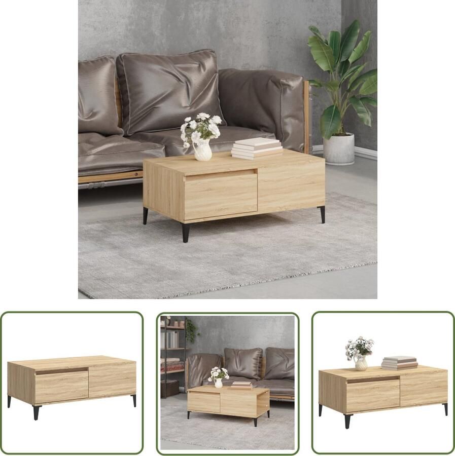 The Living Store Salontafel 90 x 50 x 36.5 cm Sonoma Eiken