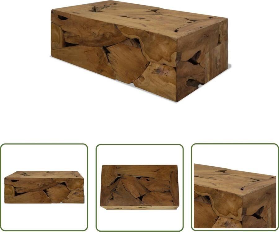 The Living Store Salontafel Teakhout 90 x 50 x 30 cm Handgemaakt Salontafel Teak Houten Meubilair Handgemaakte Meubels Vintage Salontafel Industriële Salontafel - Foto 3