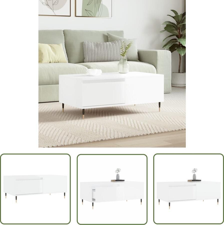 The Living Store Salontafel Bijzettafel 90 x 50 x 36.5 cm Hoge Kwaliteit Geheel Hout Duurzaam en Stabiel Salontafel Bijzettafel Houten Salontafel Witte Salontafel Modern Meubilaar