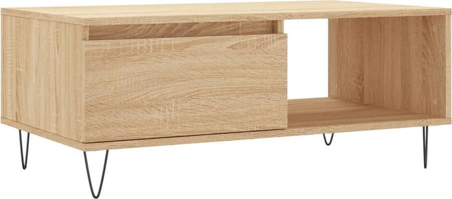 The Living Store Salontafel 90x50x36 5 cm bewerkt hout sonoma eikenkleurig Salontafel Bijzettafel Houten Tafel Eiken Meubilair Living Room Furniture