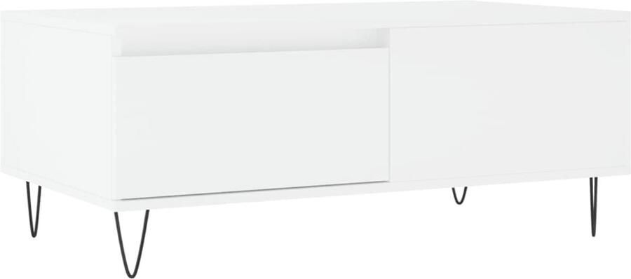 The Living Store Salontafel 90x50x36 5 cm bewerkt hout wit Salontafel Houten Salontafel Wit Meubilair Tv Tafels Bijzettafels