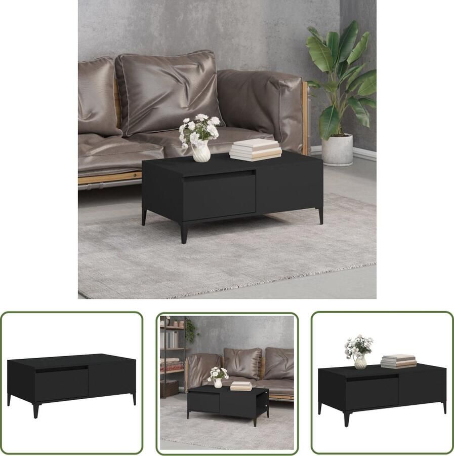 The Living Store Salontafel s Salontafels 90 x 50 x 36.5 cm Zwart Salontafel Salontafeltje Tv Tafeltje Zitkamer Meubilair Zwarte Salontafel - Foto 2