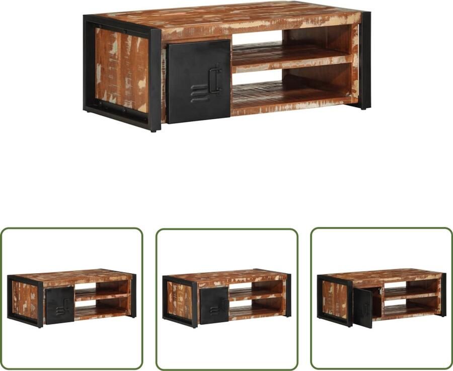 The Living Store Salontafel 90x50x36 cm massief gerecycled hout meerkleurig Salontafel Houten Salontafel Industrieel Meubilair Multifunctionele Tafel Recycelfurniture