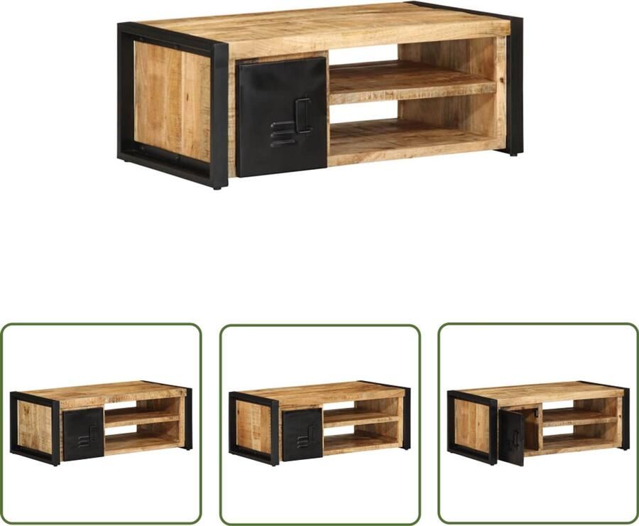 The Living Store Salontafel 90x50x36 cm massief ruw mangohout Salontafel Houten Salontafel Mangohouten Salontafel Bijzettafel Tv Tafeltje