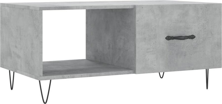 The Living Store Salontafel 90x50x40 cm bewerkt hout betongrijs Salontafel Beton Grijs Houten Salontafel Bijzettafel Tv Tafellaar