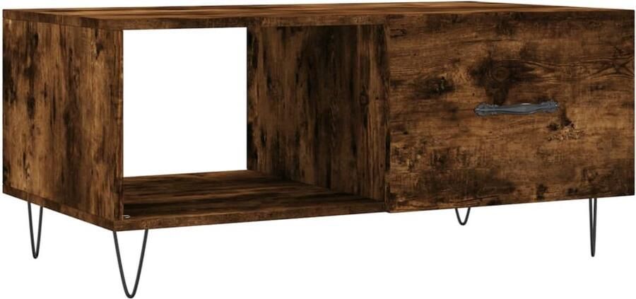 The Living Store Salontafel Gerookt Eiken 90 x 50 x 40 cm Duurzaam hout Voldoende opbergruimte Salontafel Bijzettafel Houten Salontafel Met Lade Bruine Salontafel