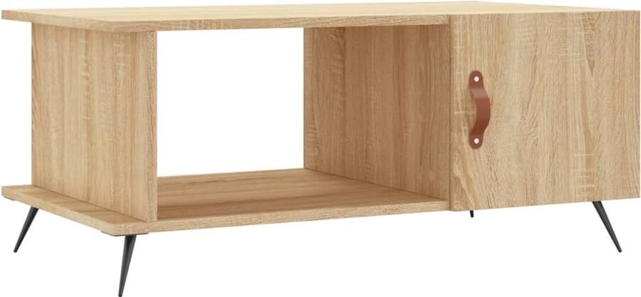 The Living Store Salontafel 90x50x40 cm bewerkt hout sonoma eikenkleurig Salontafel Houten Salontafel Eikenhouten Salontafel Tv Tafels Bijzettafels