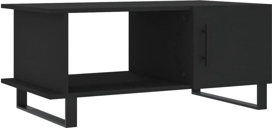 The Living Store Salontafel Zwart 90 x 50 x 40 cm Bewerkt hout en ijzer Salontafel Zwarte Salontafel Houten Salontafel Metalen Salontafel Bijzettafel - Foto 2