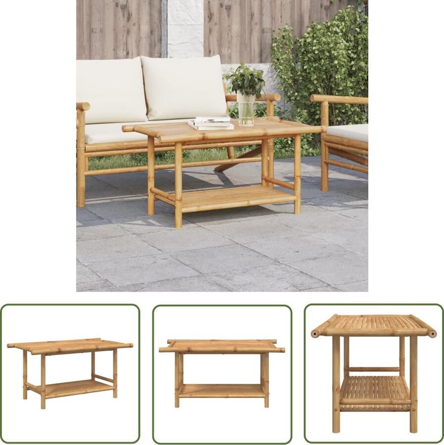 The Living Store Salontafel 90x50x45 cm bamboe Salontafel Bamboetafel Tuintafel Loungetable Opbergruimte