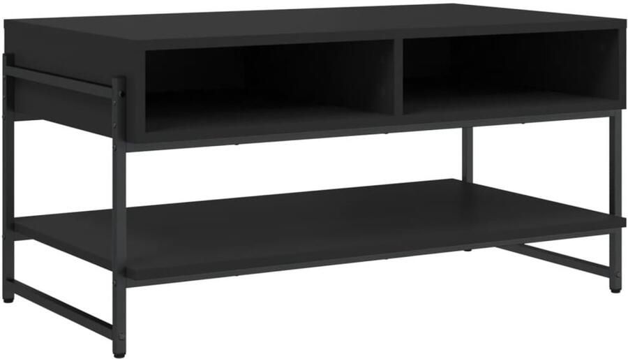 The Living Store Salontafel 90x50x45 cm bewerkt hout zwart Salontafel Houten Salontafel Zwarte Salontafel Tv Tafellaar Bijzettafel