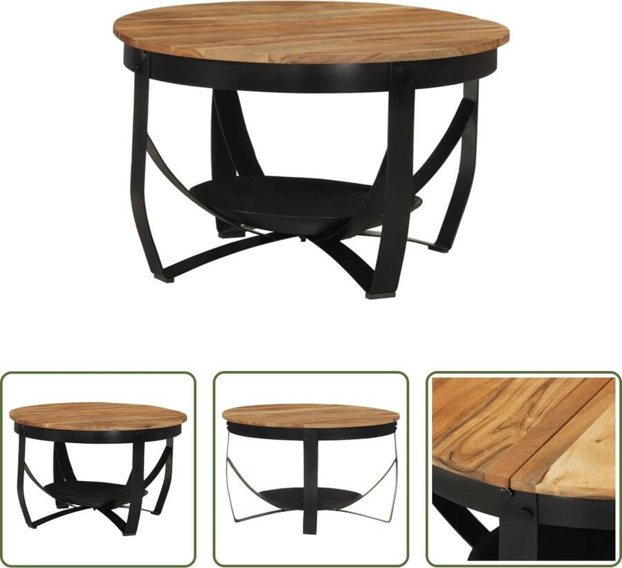 The Living Store Salontafel Acaciahout Industrieel 68 x 43 cm Natuurlijke afwerking