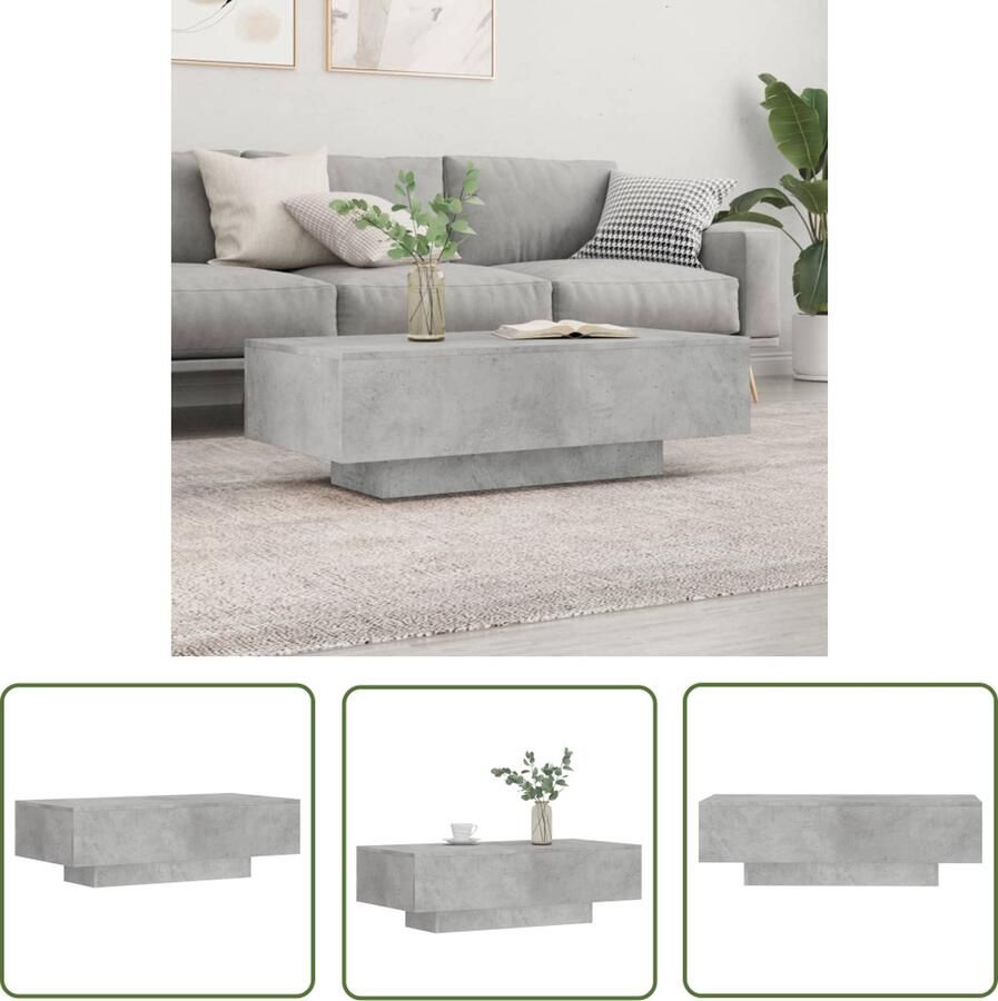 The Living Store Salontafel Betongrijs 100 x 49.5 x 31 cm Modern Design Salontafel Beton Grijs Houten Salontafel Moderne Salontafel Living Room Furniture - Foto 2