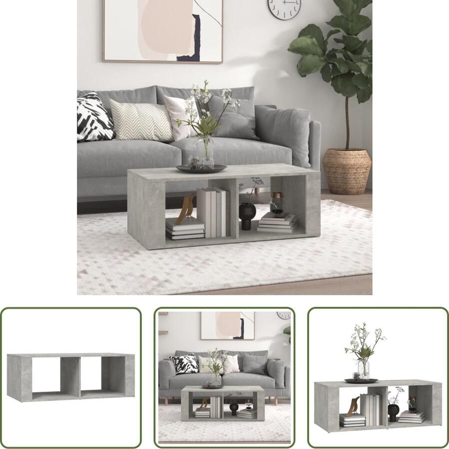 The Living Store Salontafel Betongrijs 100 x 50 x 36 cm Duurzaam hout - Foto 2