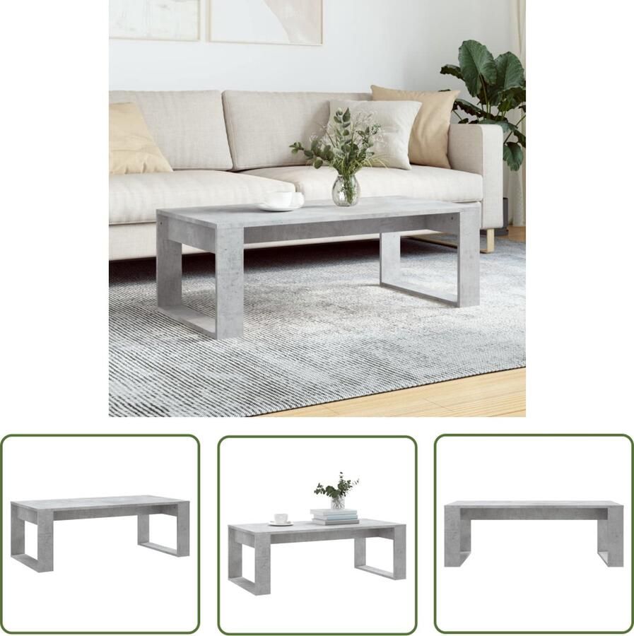 The Living Store Salontafel Betongrijs 102 x 50 x 35 cm Hoge Kwaliteit Materiaal Salontafel Beton Grijs Houten Salontafel Modern Design Bijzettafel - Foto 3