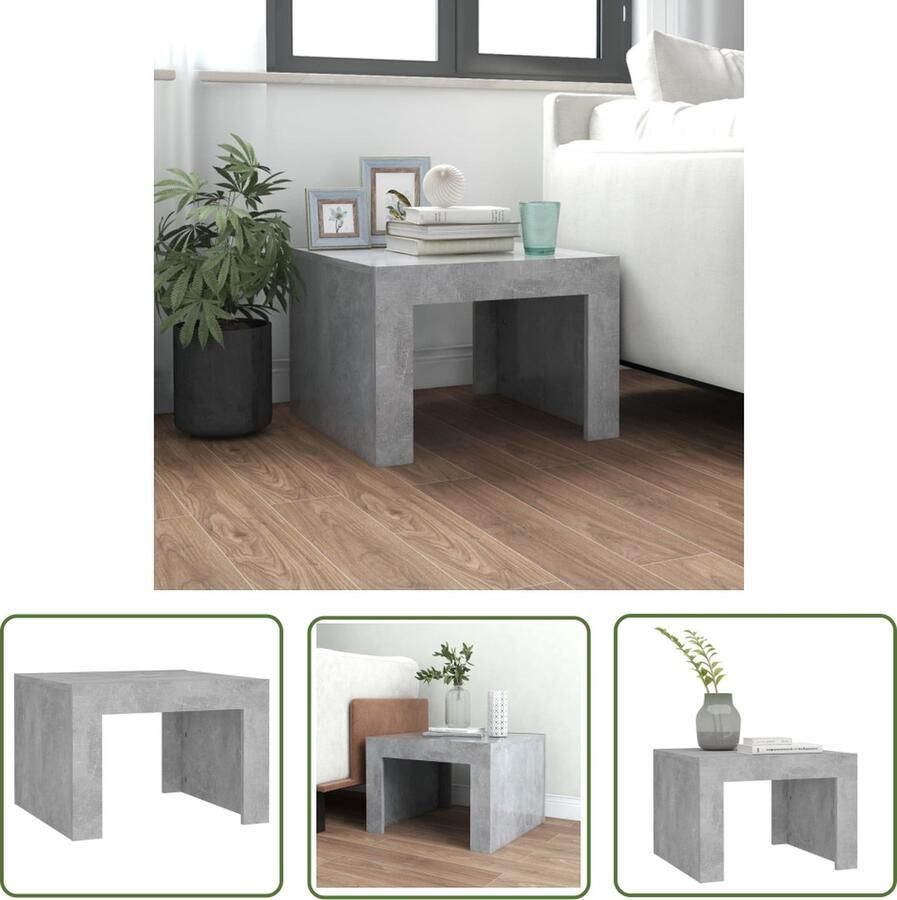 VidaXL Salontafel 50x50x35 cm bewerkt hout betongrijs Salontafel Beton Grijs Houten Salontafel Kleine Salontafel Koffietafel - Foto 2