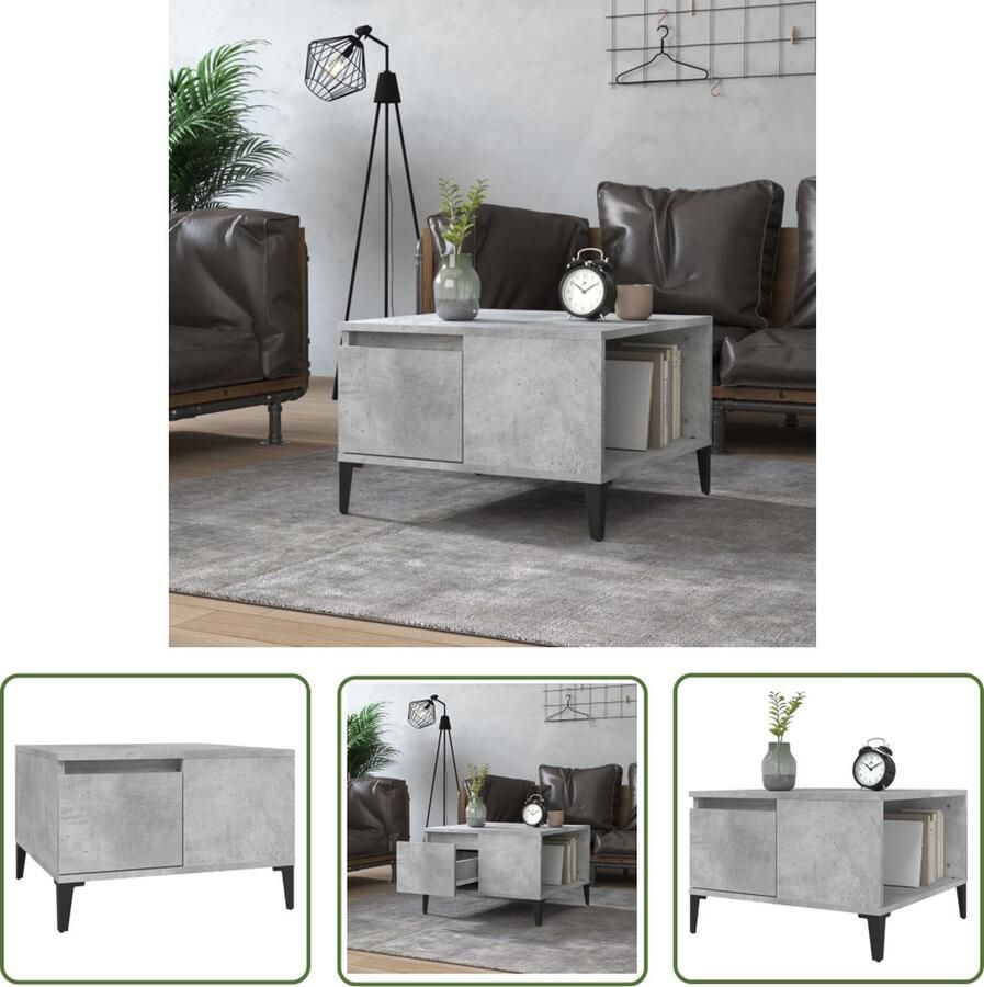 The Living Store Salontafel Betongrijs 55 x 55 x 36.5 cm Duurzaam bewerkt hout en metaal