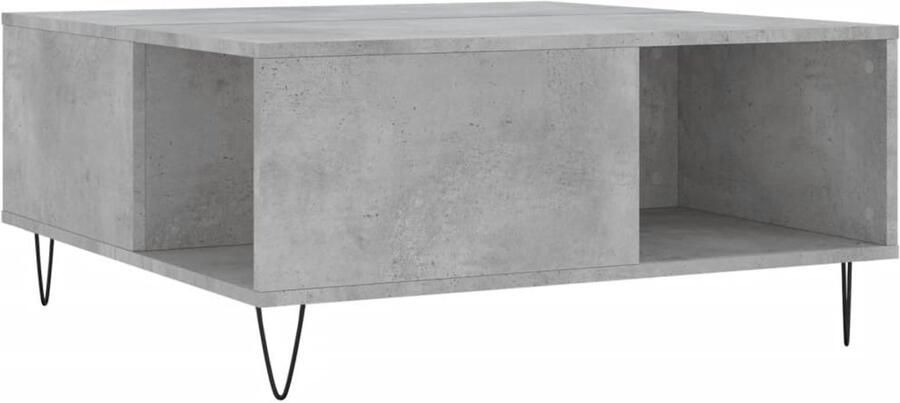 The Living Store Salontafel Betongrijs 80 x 80 x 36.5 cm Bewerkt hout en metaal Salontafel Beton Grijs Houten Salontafel Salontafeltje Bijzettafel - Foto 4