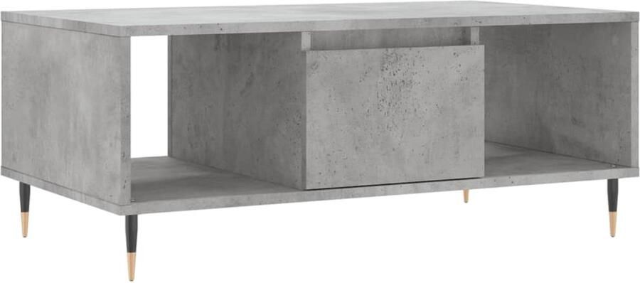 The Living Store Salontafel Betongrijs 90 x 50 x 36.5 cm Bewerkt hout en metaal Salontafel Beton Look Houten Salontafel Bijzettafel Living Room Furniture - Foto 4