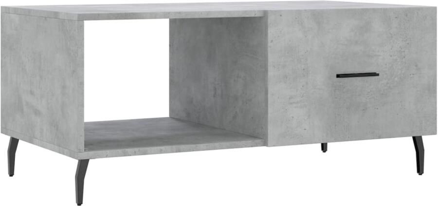 The Living Store Salontafel Betongrijs 90 x 50 x 40 cm Hoge kwaliteit hout Voldoende opbergruimte Stevig tafelblad Praktische deur IJzeren poten Salontafel Betongrijs Houten Salontafel Salontafeltje Bijzettafel