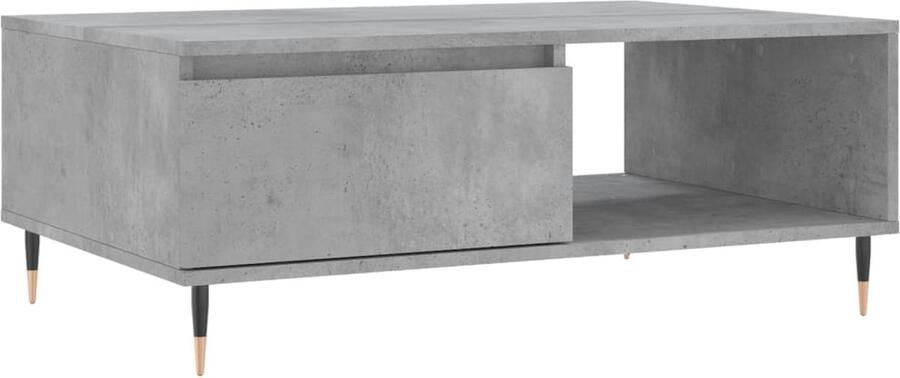 The Living Store Salontafel Betongrijs 90 x 60 x 35 cm Bewerkt hout en ijzer Salontafel Beton Grijs Houten Salontafel Metalen Salontafel Bijzettafel - Foto 2