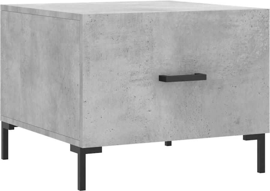 The Living Store Salontafel Betongrijs Bewerkt hout en ijzer 50x50x40 cm Met lade Salontafel Beton Grijs Houten Salontafel Bijzettafel Lage Tafel - Foto 2