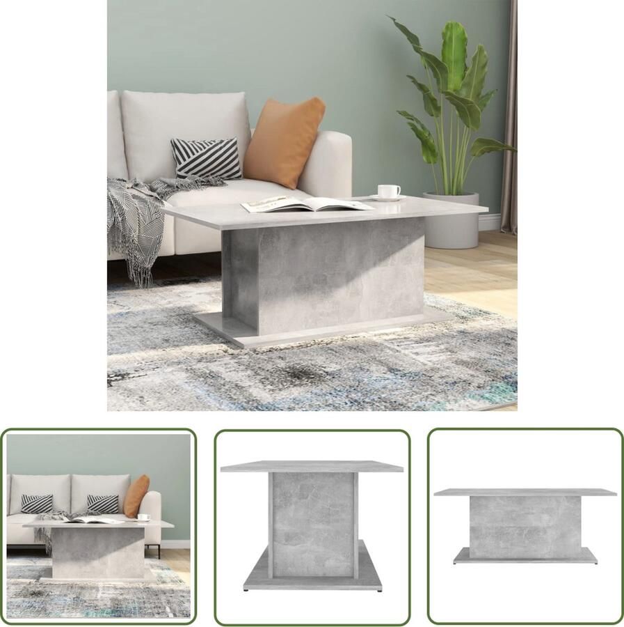 The Living Store Salontafel Betongrijs Spaanplaat 102 x 55.5 x 40 cm Salontafel Woonkamertafel Koffietafel Beton Grijs Houten Salontafel - Foto 2
