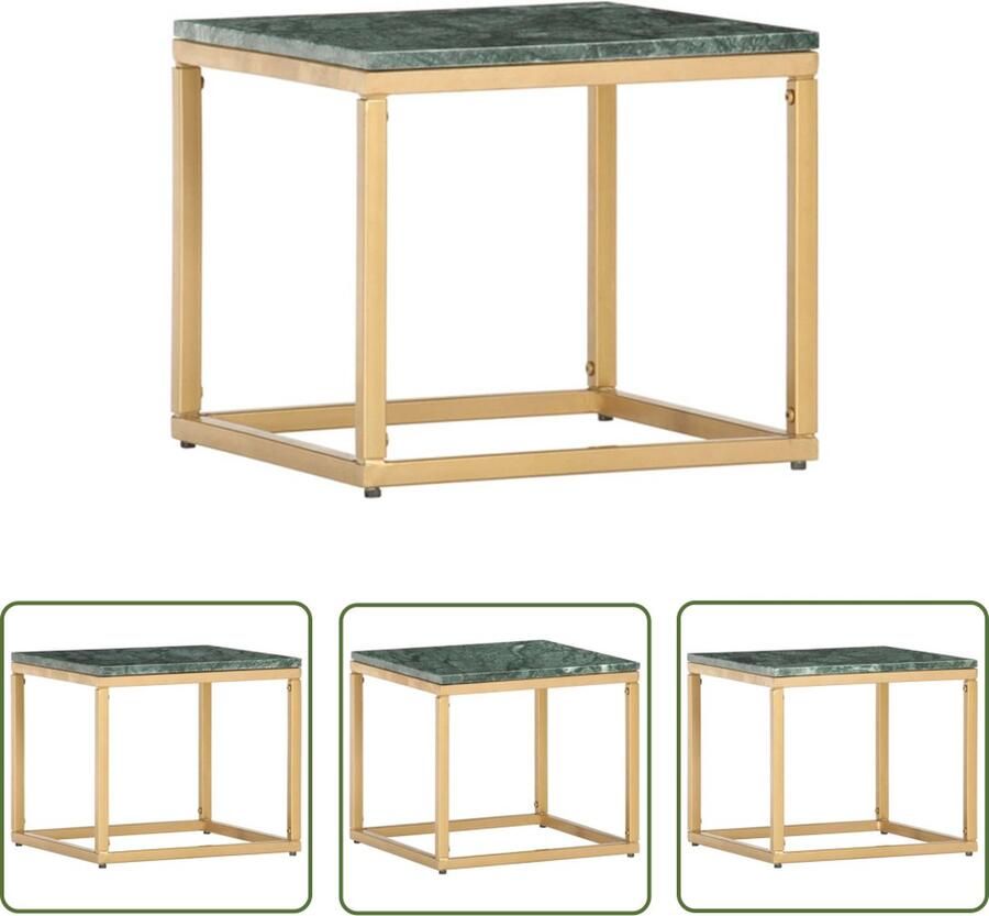 The Living Store Salontafel Bijzettafel 40 x 40 x 35 cm Groen Marmeren Textuur Salontafel Bijzettafel Steentafel Groene Tafel Modern Meubilair - Foto 2