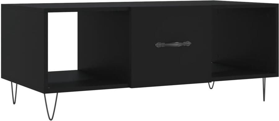 The Living Store Salontafel Black Iron 102 x 50 x 40 cm Durable Wood 3 Storage Compartments Sturdy Tabletop Practical Door Salontafel Zwarte Salontafel Houten Salontafel Met Lade Bijzettafel