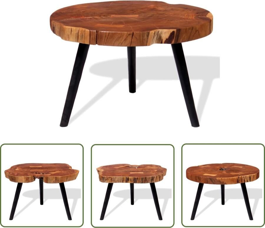 The Living Store Stevige Houten Salontafel IndustriÃle Flair 55-60x40 cm Bruin Zwart Salontafel Houten Salontafel Acacia Tafellaar Industriele Meubels Vintage Salontafel - Foto 2