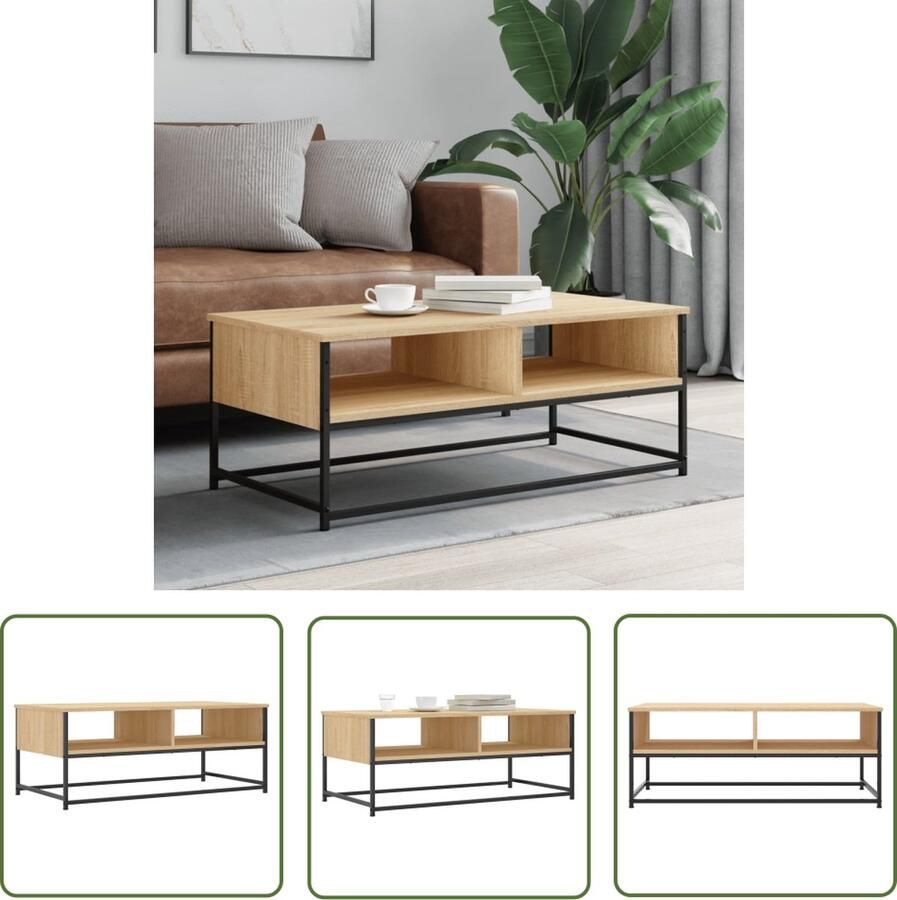 The Living Store Salontafel Bruin 100 x 51 x 40 cm Bewerkt hout en metaal