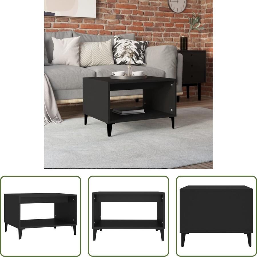 The Living Store Salontafel Functioneel 60 x 50 x 40 cm Kleur- Zwart - Foto 2