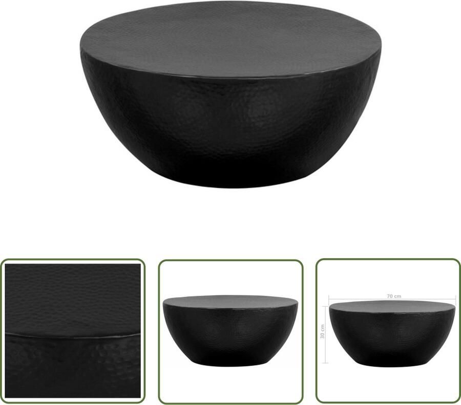 The Living Store Salontafel Gehamerd Aluminium 70 x 30 cm Zwart Salontafel Aluminum Tafels Zwarte Salontafel Industriële Salontafel Kleine Salontafel