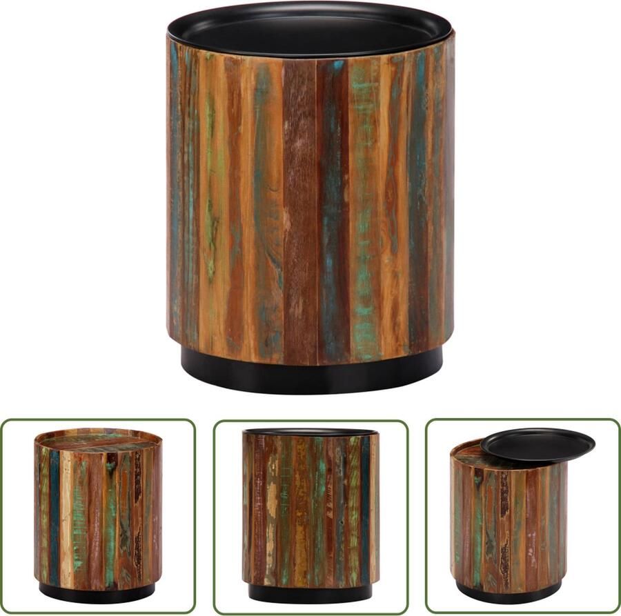 The Living Store Salontafel Gerecycled Hout Ã38 x 45 cm Gepoedercoat IJzer - Foto 2