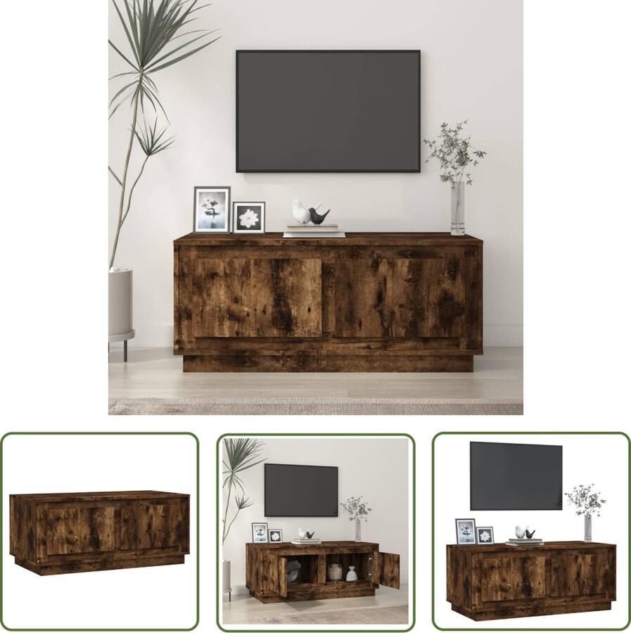 The Living Store Salontafel Gerookt Eiken 102 x 50 x 44 cm Duurzaam bewerkt hout Salontafel Houten Salontafel Salontafeltje Tv Tafeltje Koffietafel - Foto 2