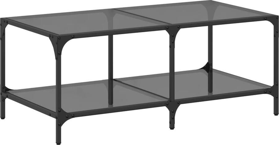 The Living Store Salontafel met zwart glazen blad 98 5x50x40 cm staal Salontafel Zwarte Salontafel Houten Salontafel Glazen Salontafel Moderne Salontafel