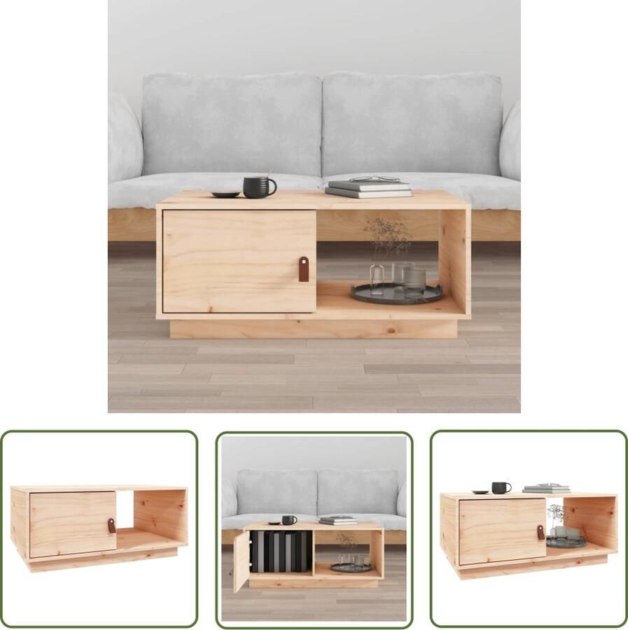 The Living Store Salontafel Grenenhout Voldoende opbergruimte Brede toepassing Afmetingen- 80 x 50 x 35.5 cm (B x D x H) - Foto 2