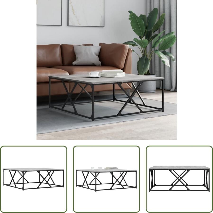 The Living Store Salontafel Grijs Sonoma Eiken 100 x 100 x 40 cm